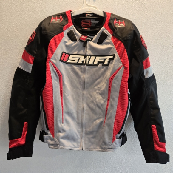 Red Black Shift Motorcycle Jacket Avenger Padded